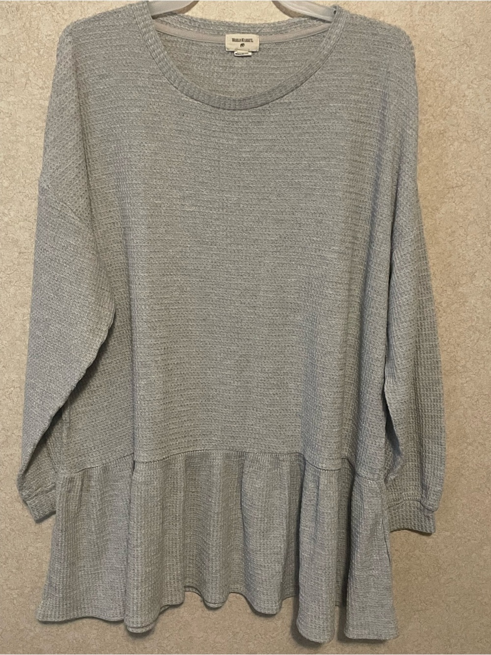 Cost Plus World Market Light Gray Knit Peplum Tunic